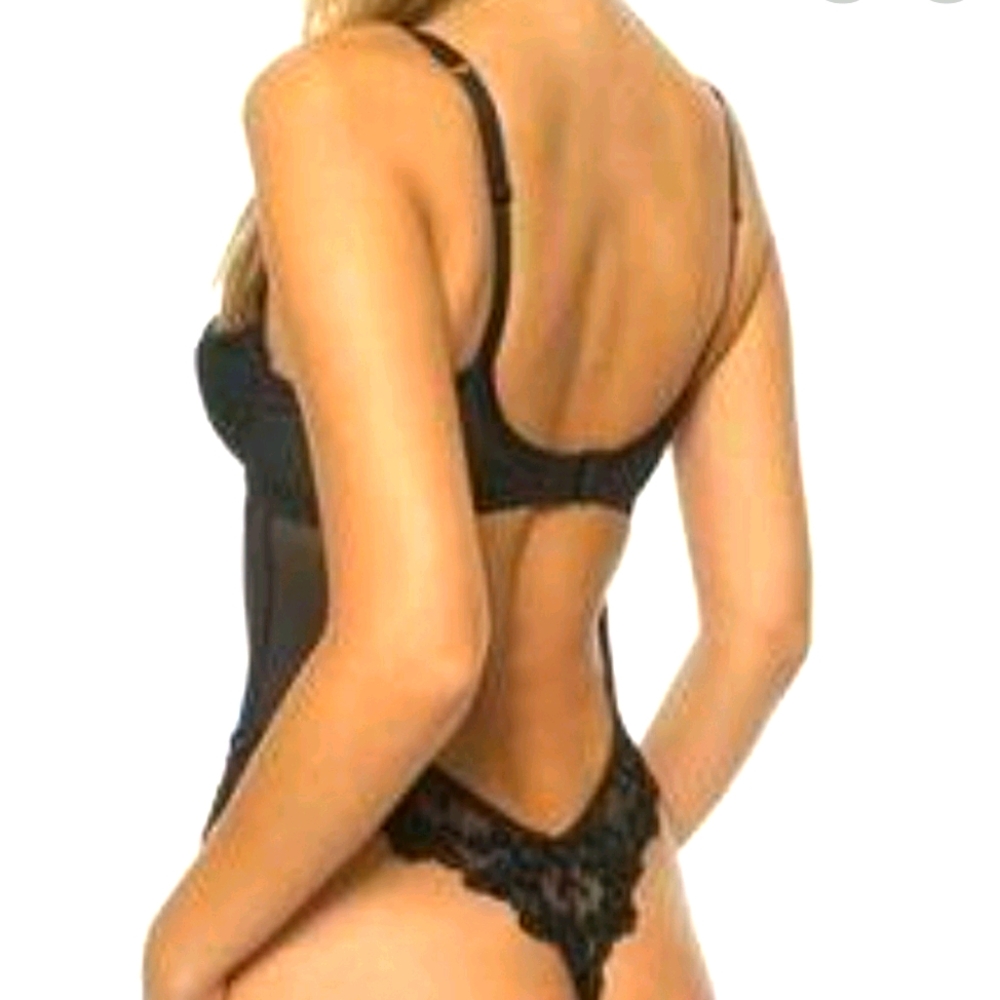 Panache Black Lace Back Bodysuit